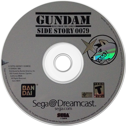 Gundam Side Story 0079 Sega Dreamcast retro video game mech shooter disc