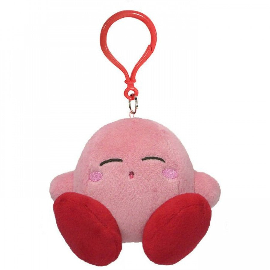 Kirby Sleeping Pose Dangler 3.5 Inch Plush collectible Nintendo character plush featuring Kirby in an adorable sleeping pose soft plush construction compact 3.5 inch size dangling design cute collectible styling portable display appeal