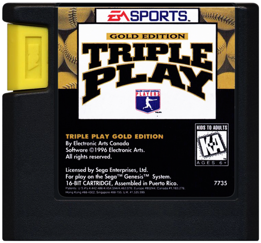 Triple Play Gold Edition cartridge for Sega Genesis (GEN) video game