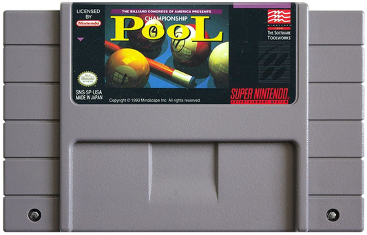 Championship Pool cartridge for Super Nintendo Entertainment System (SNES) retro video game