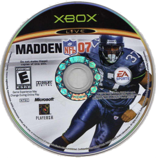 Madden NFL 2007 disc for Xbox (XBOX) video game
