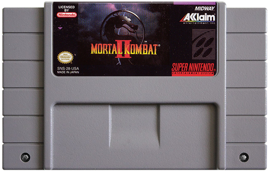 Mortal Kombat II for Super Nintendo fighting game featuring classic characters brutal fatalities arcade ladder mode versus battles and competitive gameplay cartridge