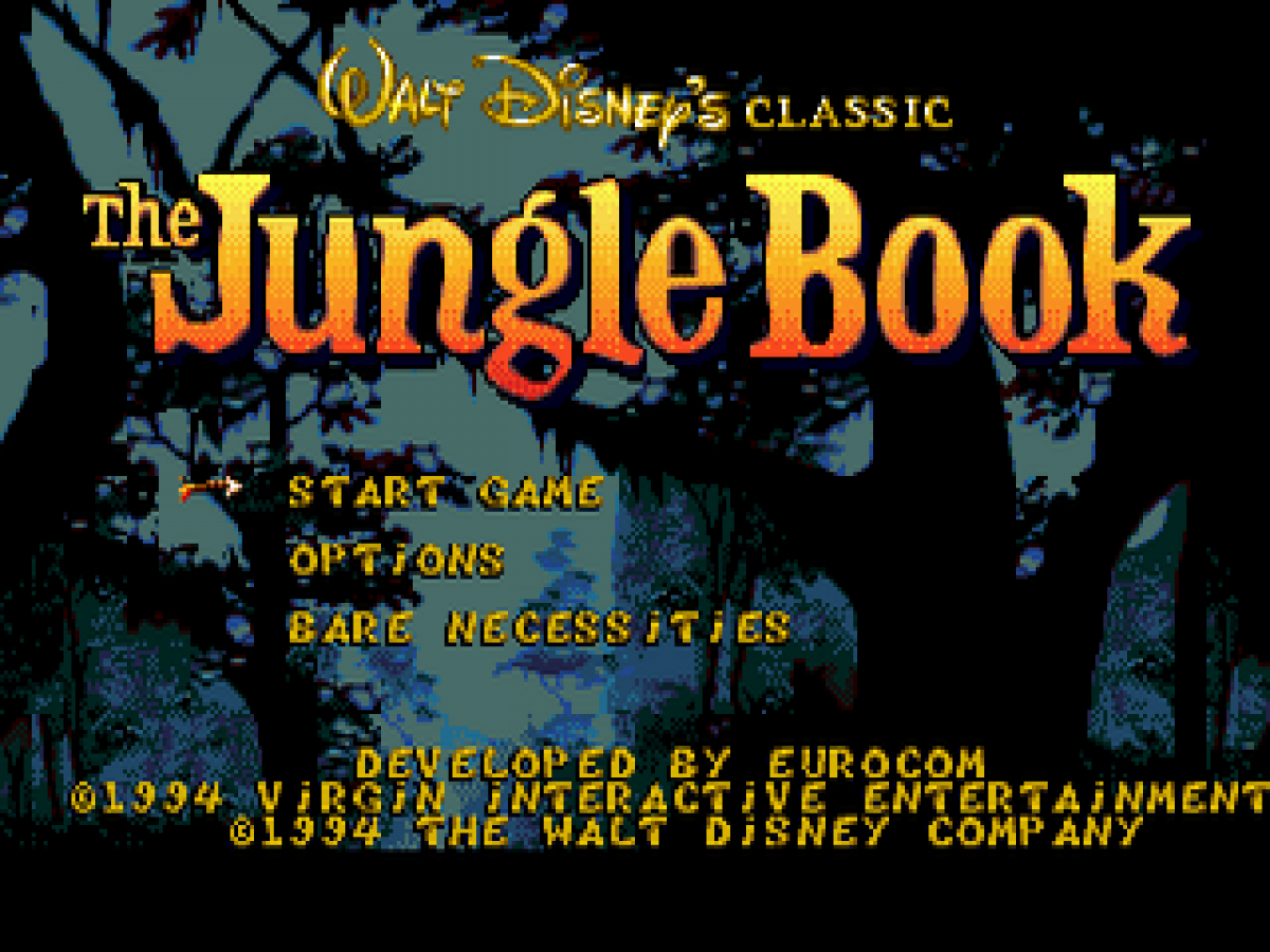 Disney's The Jungle Book title screen for Sega Genesis (GEN) video game