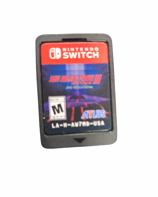 Shin Megami Tensei III Nocturne HD Remaster for Nintendo Switch JRPG featuring demon negotiation turn based combat dark post apocalyptic Tokyo setting and remastered visuals cartridge