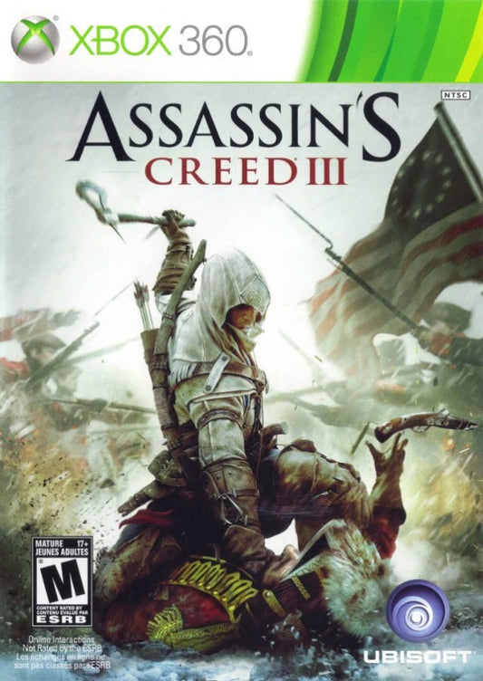 Assassin's Creed III cover art for Xbox 360 (X360) action-adventure video game