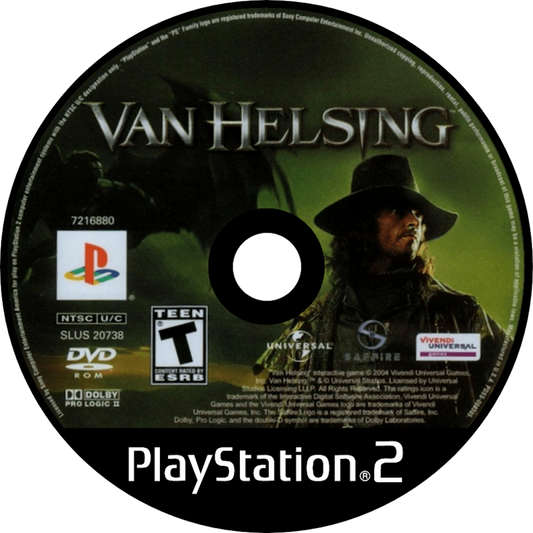 Van Helsing for PlayStation 2 action adventure hack and slash game based on the Universal monster film featuring Dracula werewolves gothic horror combat campaign mode disc