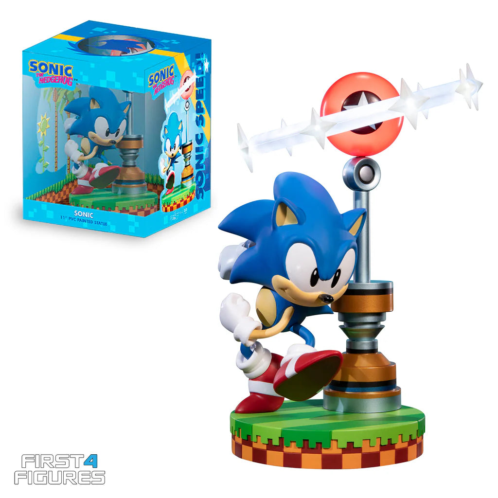 Sonic 11 inch statue Collector's Edition Sega official licensed running pose weighted base numbered certificate green hill base PVC resin limited edition premium collector's item