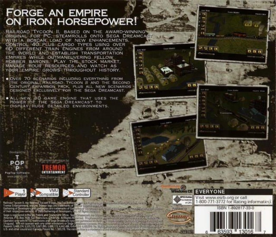 Railroad Tycoon II Gold Edition back cover art for Sega Dreamcast (DC) video game