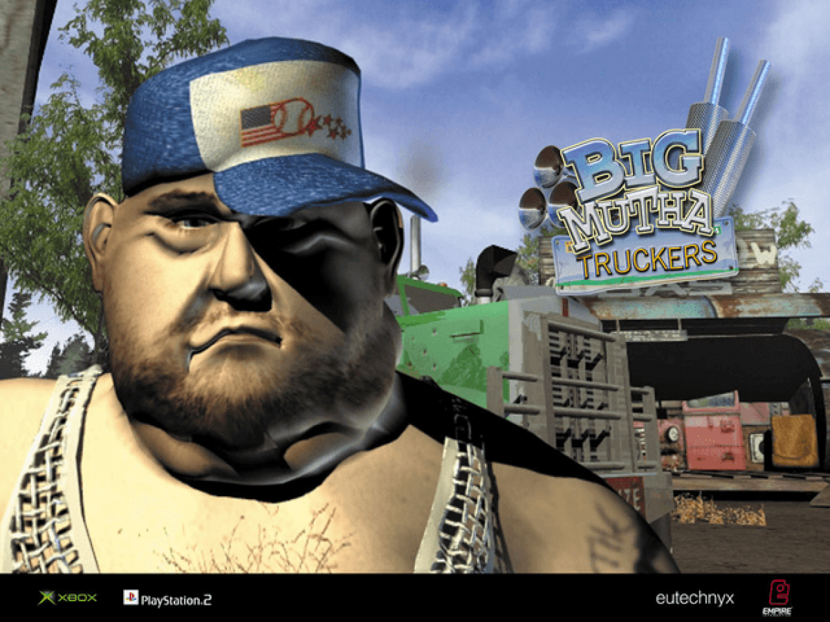 Big Mutha Truckers Title screen art for Xbox (XBOX) video game