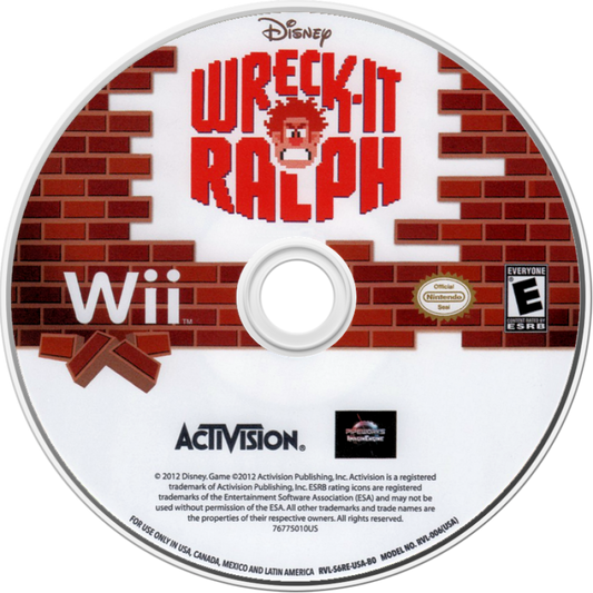 Disney Wreck it Ralph disc art for Nintendo Wii (Wii) video game