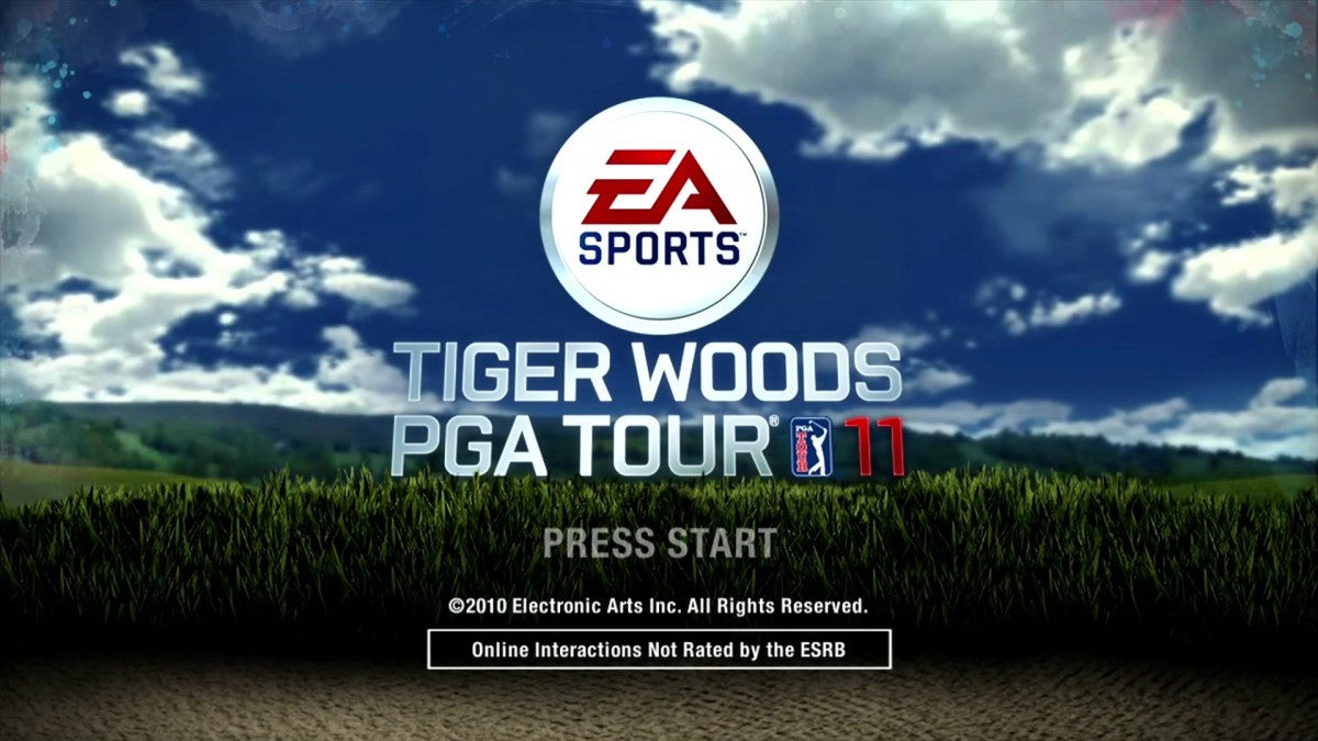Tiger Woods PGA Tour 11 start screen for Xbox 360 (X360) golf video game
