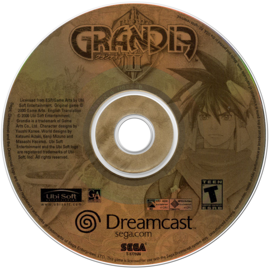Grandia II Sega Dreamcast retro video game JRPG disc (2000)