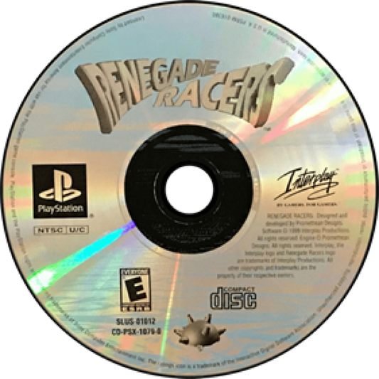 Renegade Racers disc for PlayStation 1 (PS1) racing video game