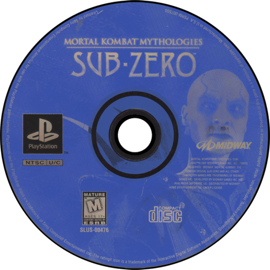 Mortal Kombat Mythologies: Sub-Zero PlayStation 1 PS1 for action adventure retro video game fans featuring martial arts combat side scrolling platforming Mortal Kombat characters ninja abilities challenging enemies dark fantasy environments collectible gaming appeal disc