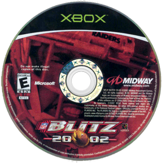 NFL Blitz 2002 Xbox video game, arcade-style football, fast-paced sports action, multiplayer, classic Midway football title disc