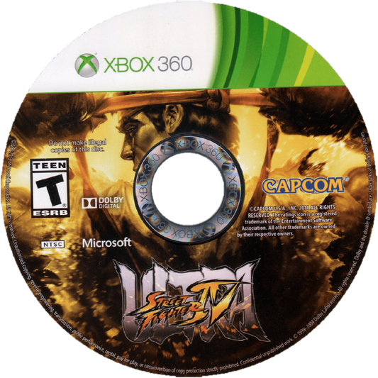 Ultra Street Fighter IV disc for Xbox 360 (X360) fighting video game
