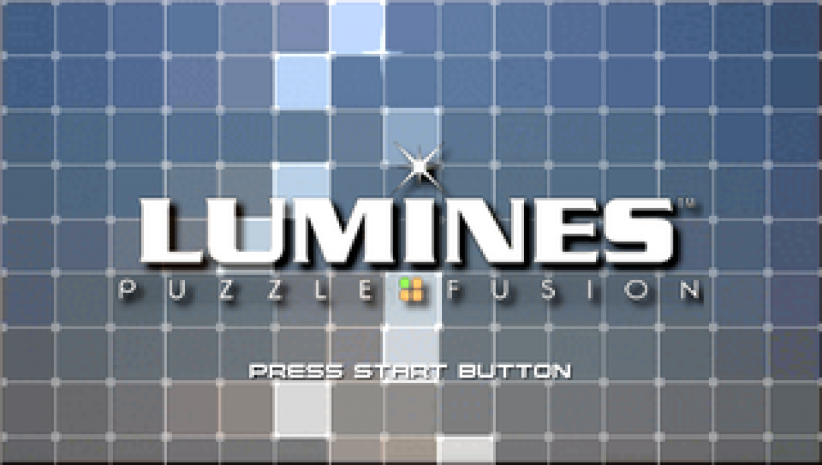 Lumines title screen for Playstation Portable video game.