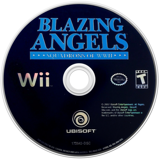Blazing Angels Squadrons of WWII game featuring World War II aerial combat, historical fighter planes, and action-packed flight simulation gameplay disc