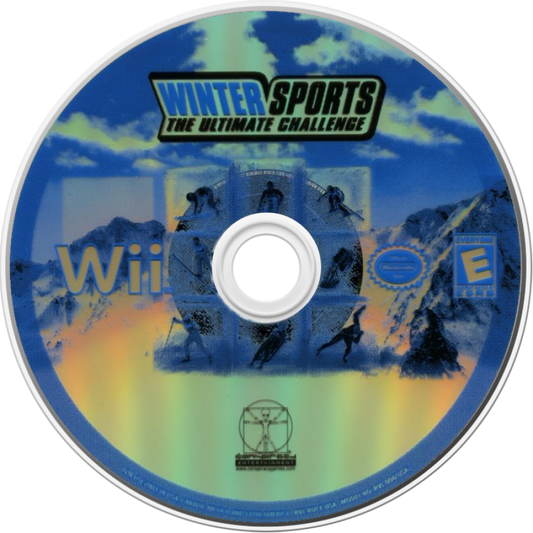 Winter Sports: The Ultimate Challenge disc art for Nintendo Wii (Wii) featuring multi‑event gameplay with skiing, snowboarding, bobsledding, and other Olympic‑style winter competitions.