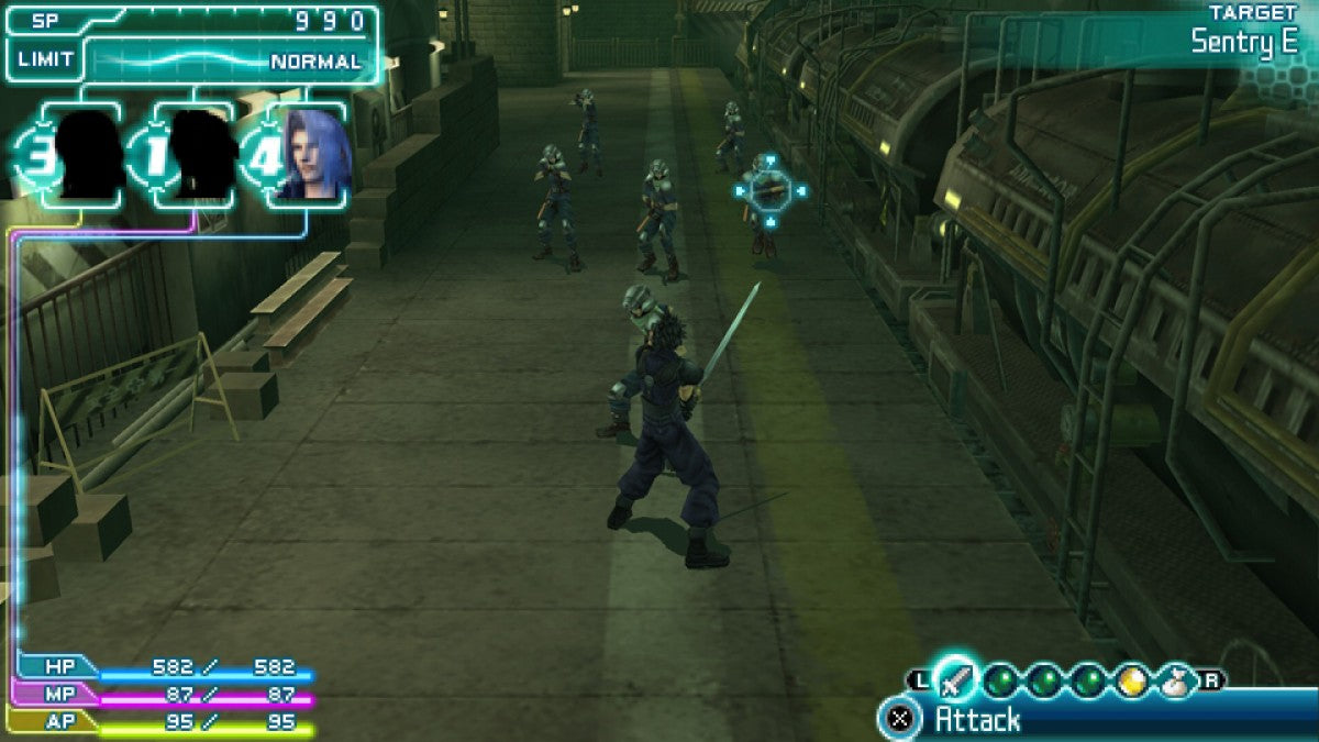 Final Fantasy VII: Crisis Core gameplay for PlayStation Portable (PSP) action RPG video game