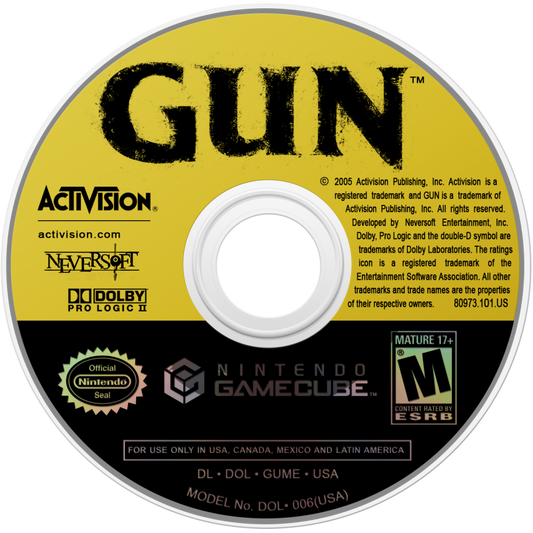Gun GameCube game featuring Wild West action-adventure gameplay and open-world shooting missions disc