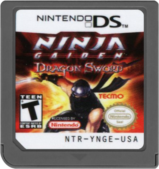 Ninja Gaiden Dragon Sword for Nintendo DS, cartridge for an action-adventure video game with fast-paced combat, stylus-based controls, ninja gameplay, and mission-based progression