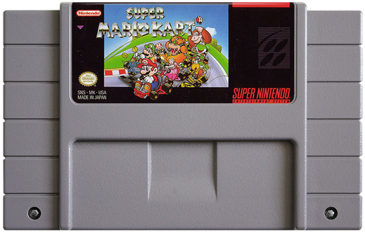Super Mario Kart cartridge for Super Nintendo Entertainment System (SNES) retro video game