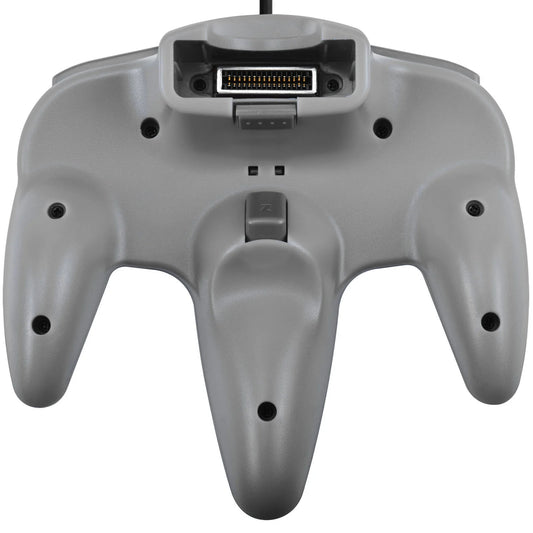 Back view of original gray Nintendo 64 controller wired gaming accessory