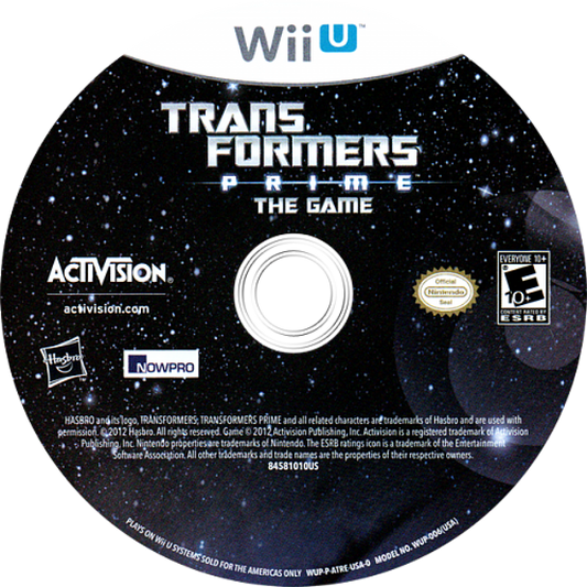 Transformers Prime disc cover art for Nintendo Wii U (WiiU) video game