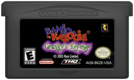 Banjo Kazooie Grunty's Revenge Game Boy Advance GBA video game featuring action platforming gameplay Banjo and Kazooie adventure colorful worlds enemy battles puzzle solving collectible items and classic handheld Nintendo gameplay retro video game collection collectible gaming appeal cartridge