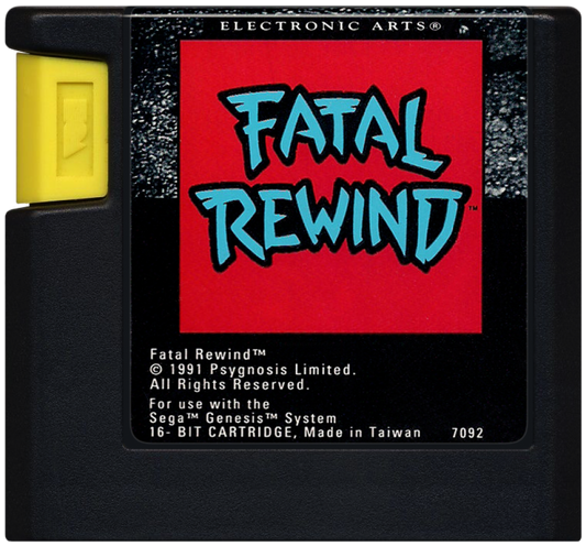 Fatal Rewind Sega Genesis GEN for retro video game enthusiasts featuring futuristic shoot em up gameplay fast paced space combat intense enemy waves powerful weapon upgrades sci fi arcade action challenging missions and collectible gaming appeal cartridge
