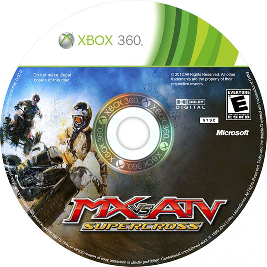 MX vs. ATV: Supercross disc for Xbox 360 (X360) off-road racing video game
