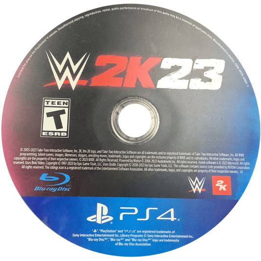 WWE 2K23 PlayStation 4 PS4 sports entertainment wrestling simulation video game 2K Sports Showcase mode John Cena career highlight WarGames match type MyRISE story mode MyFACTION card collecting MyGM Universe mode creation suite updated roster WWE Superstars and Legends disc