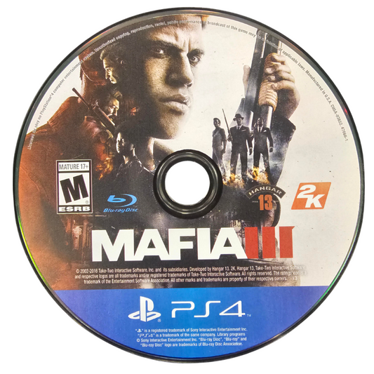 Mafia III PlayStation 4 PS4 open world action adventure video game featuring Lincoln Clay organized crime revenge missions New Bordeaux city exploration gunfights vehicle driving stealth combat weapons and immersive story-driven gameplay collectible gaming appeal game disc