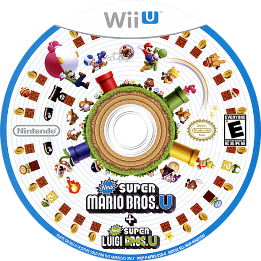New Super Mario Bros. U + New Super Luigi U disc cover art for Nintendo Wii U (WiiU) video game