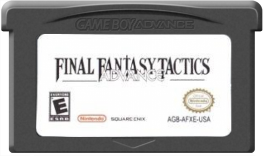 Final Fantasy Tactics Advance cartridge for the Game Boy Advance featuring tactical RPG gameplay with grid based battles job system customization and a story driven fantasy adventure set in the world of Ivalice cartridge