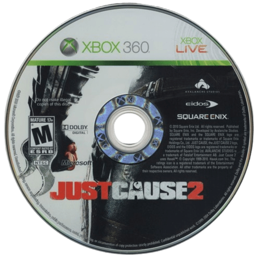 Just Cause 2 disc for Xbox 360 (X360) open-world action-adventure video game