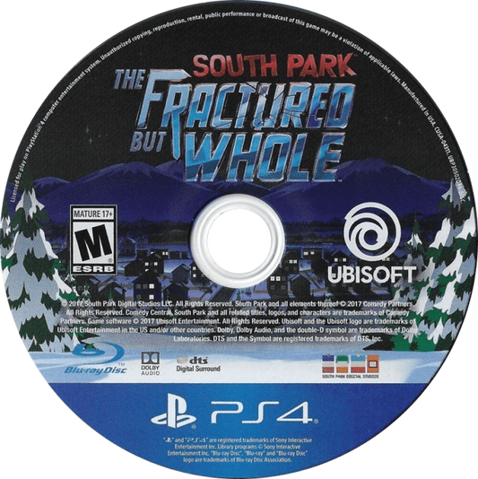 South Park: The Fractured But Whole – PlayStation 4 (PS4) video game disc, turn-based role-playing game.
