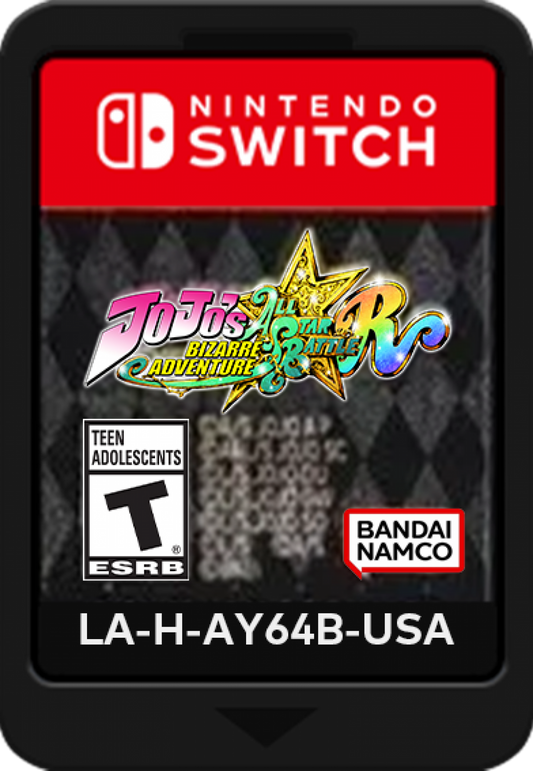 JoJo's Bizarre Adventure All-Star Battle R for Nintendo Switch fighting game featuring characters from across the JoJo series stylized anime battles special moves and versus gameplay cartridge