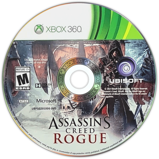 Assassin's Creed: Rogue disc for Xbox 360 (X360) action-adventure video game