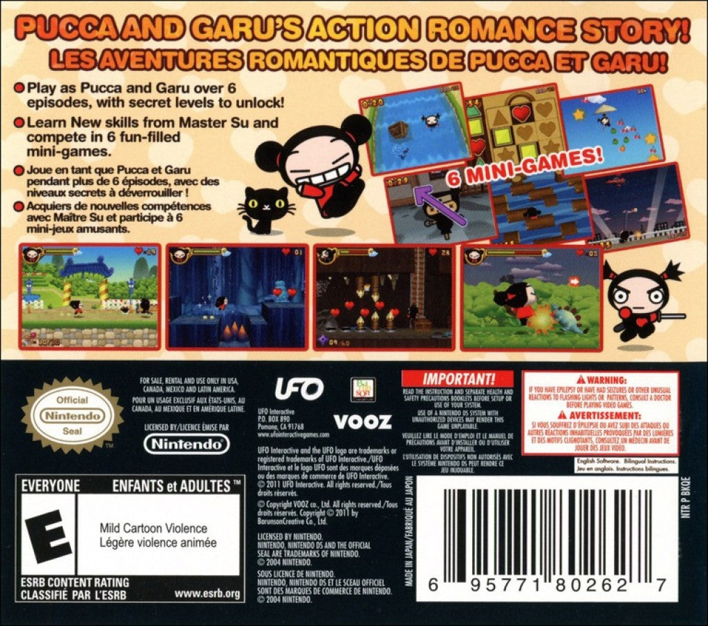 Pucca Power Up back of case for Nintendo DS (DS) cartoon action platforming video game