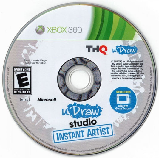uDraw Studio: Instant Artist disc for Xbox 360 (X360) art and drawing creative video game