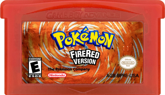 Pokemon: Fire Red cartridge art for Game Boy Advance (GBA) video game