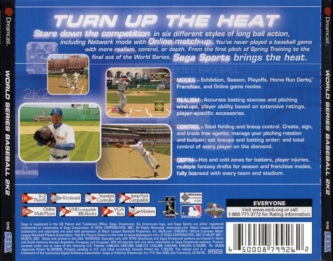 World Series Baseball 2K2 cover art for Sega Dreamcast (DC) video game