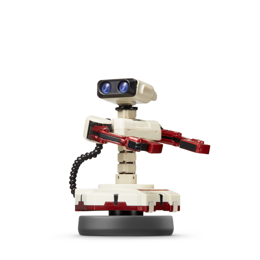 R O B Super Smash Bros series amiibo figure Famicom version color scheme gray red with Gyromite stylings training compatible loose figure good condition