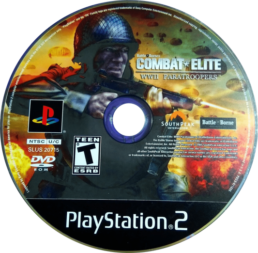 Combat Elite: WWII Paratroopers for PlayStation 2 with World War II themed tactical action and squad-based missions disc
