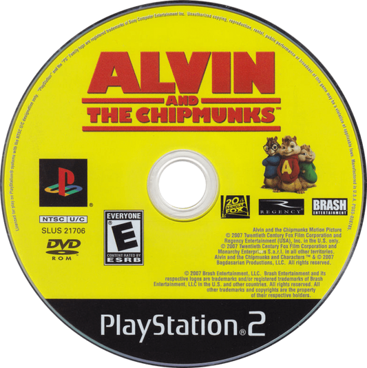Alvin and the Chipmunks PS2 platformer video game disc