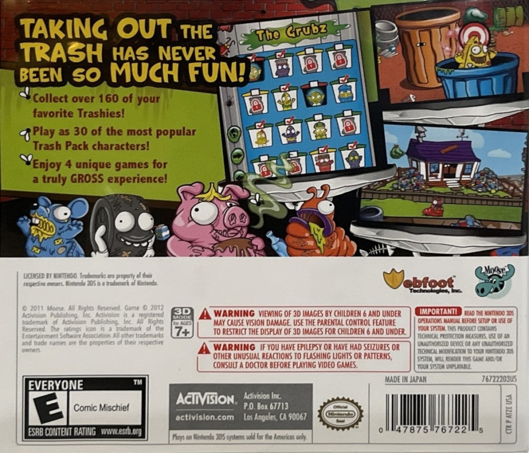 The Trash Pack back of case for Nintendo 3DS (3DS) action puzzle video game