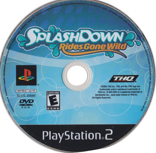 Splashdown: Rides Gone Wild – PlayStation 2 (PS2) video game disc, arcade water racing game.