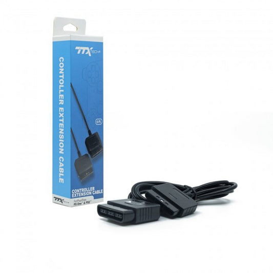 PlayStation 1 and PlayStation 2 compatible controller extension cable designed to extend controller reach for PS1 and PS2 consoles